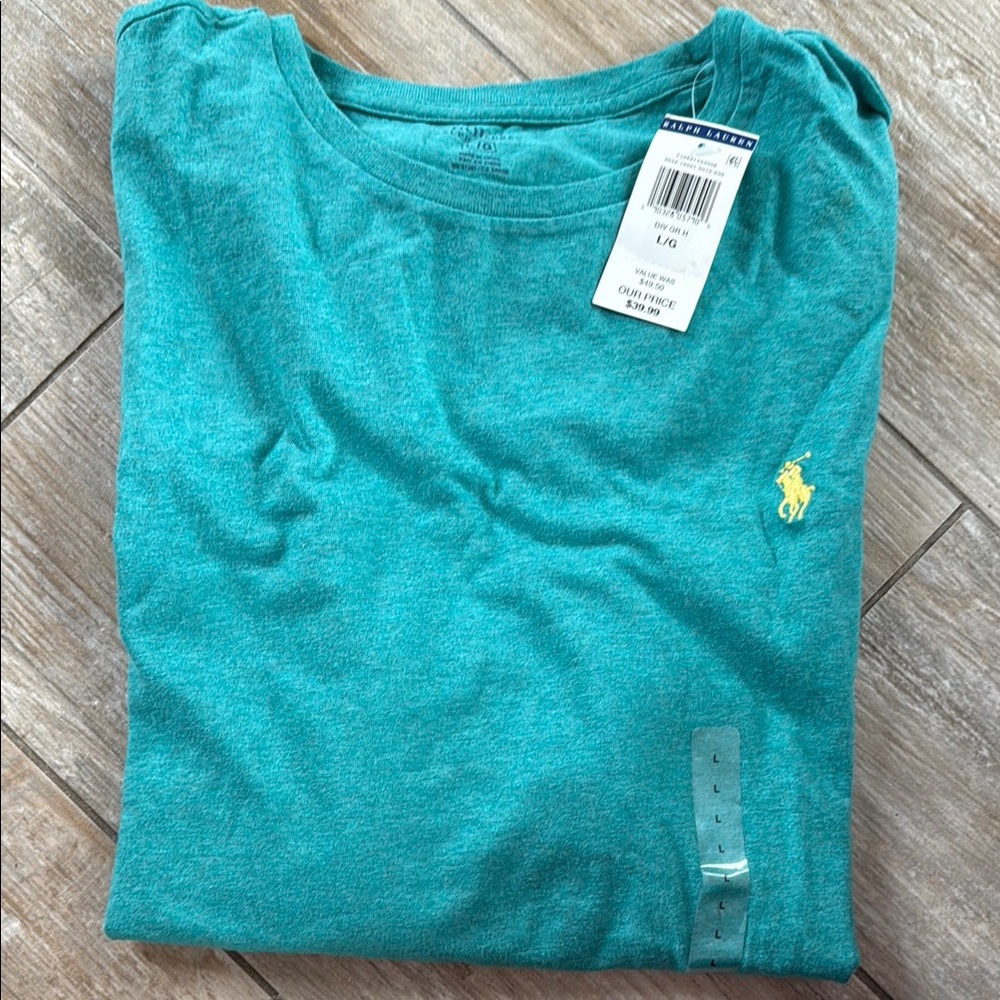 Polo by Ralph Lauren Men's Teal Long Sleeve Tee